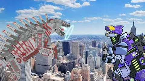 mechagodzilla vs mecha sharkjira from trollge