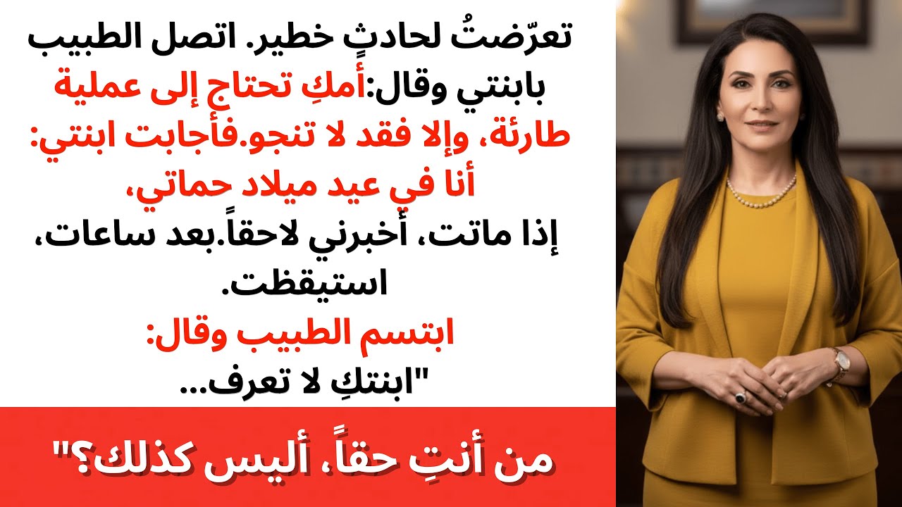 نجوتُ من حادثٍ مروّع، والطبيب اتصل بابنتي لينقذني، لكن ردّها كشف سرّاً لم أتصوّر أنها تخفيه.