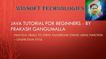 To check the given String is Palindrome using Function in Online Exam Style in Java - by Prakash