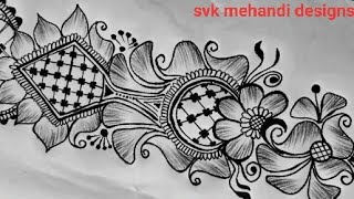 pencil shading mehndi on paper/arabic mehndi/ beautiful floral latest mehndi designs.