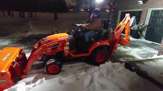 Kubota BX23s with Land Pride Snow Pusher vs 8 inches of wet snow!