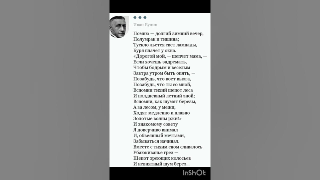 Иван Алексеевич Бунин.Помню - долгий зимний вечер.#стих. - YouTube