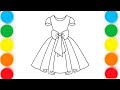 Cute Girl Dress Drawing &amp; Coloring For Kids and Toddlers | Kids Art 👗