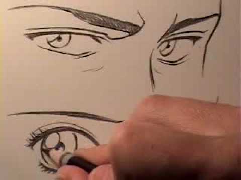 How to Draw Manga Eyes (Man / Both Eyes)