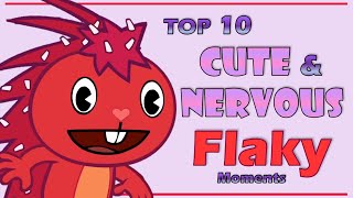 Top 10 CUTE & NERVOUS FLAKY Moments from Happy Tree Friends
