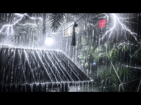 Noche Oscura de Tormenta Tropical | Lluvia Intensa y Truenos Lejanos