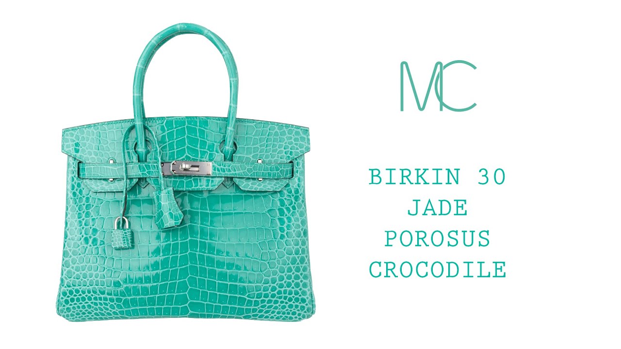 Hermes Birkin 30 Bag Jade Porosus Crocodile Palladium Hardware New