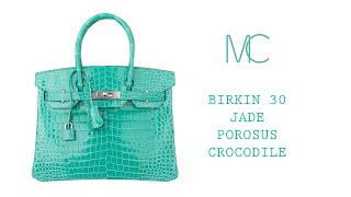 Hermes Birkin 30 Bag Jade Porosus Crocodile Gold Hardware