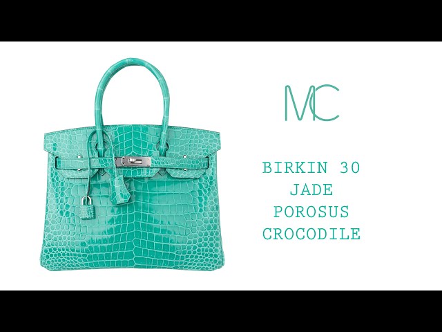 Hermes Birkin 30 Bag Jade Porosus Crocodile Palladium Hardware New w/Box