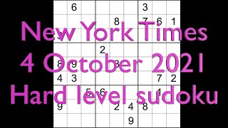 Sudoku solution – New York Times sudoku 4 October 2021 Hard level screenshot 5
