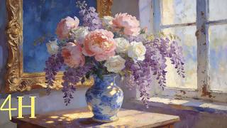Pink Peonies & Spring Flowers | 4K Frame TV Art  | Impressionist Floral Screensaver | 4 Hours screenshot 1