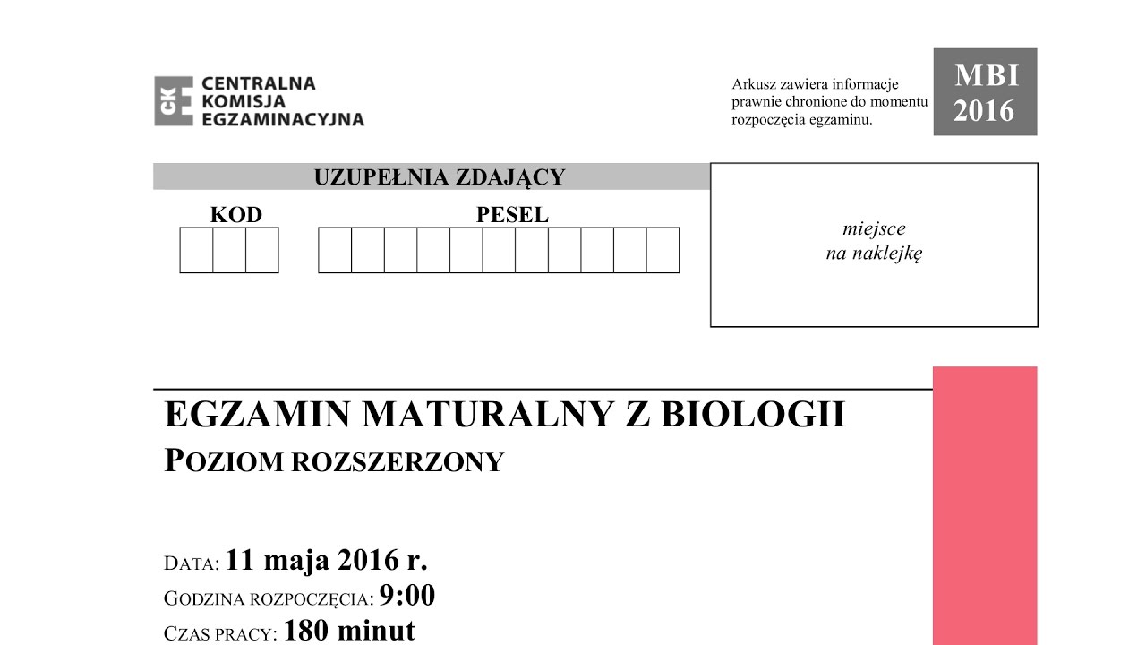 Biologia Maj 2016 NOWA PODSTAWA [matura] — Transcript