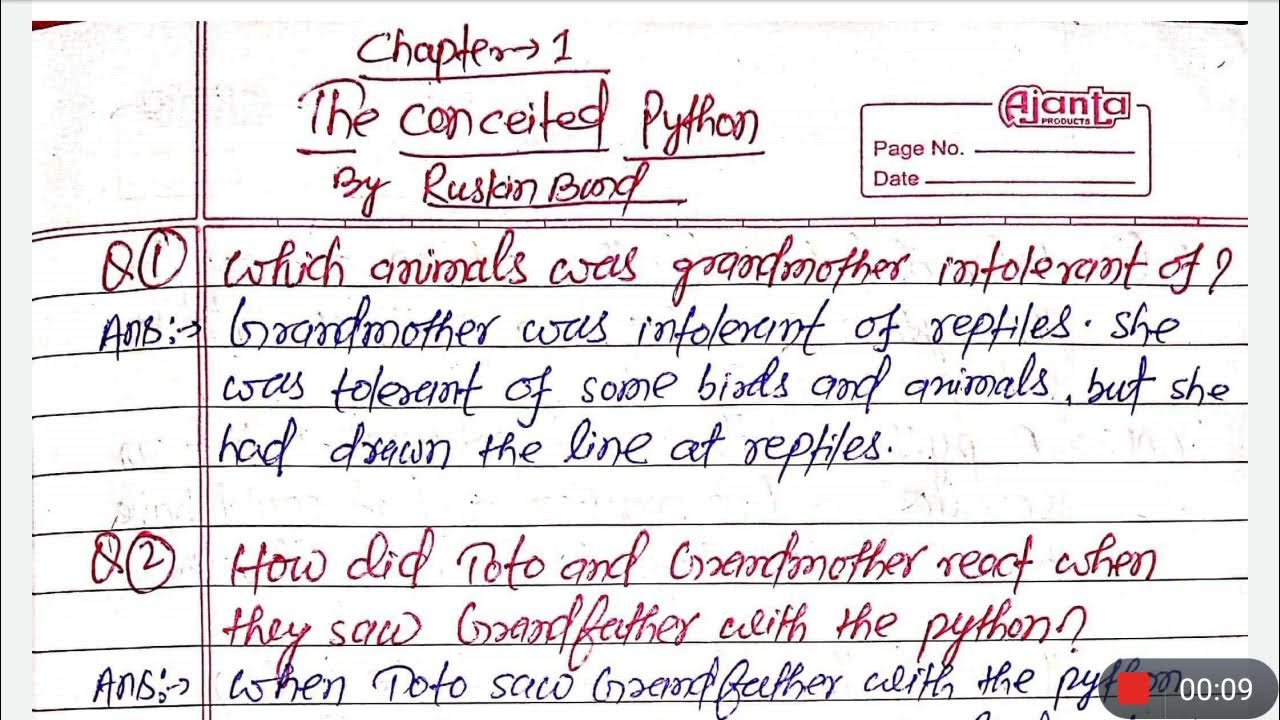 The Conceited Python | Question Answer | By Ruskin Bond | Class 8 ...