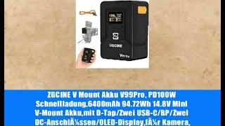 ZGCINE V Mount Akku V99Pro, PD100W Schnellladung,6400mAh 94.72Wh 14.8V Mini V-Mount Akku,mit