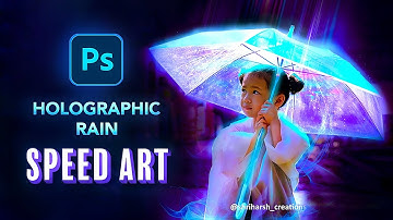 Creating HOLOGRAPHIC RAIN in Photoshop - Speed Art #cyberpunk #speedart