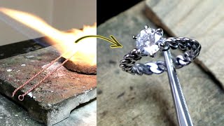 Making Engagement Rings From Copper Wire | Cubic Zirconia | Rhodium White Gold