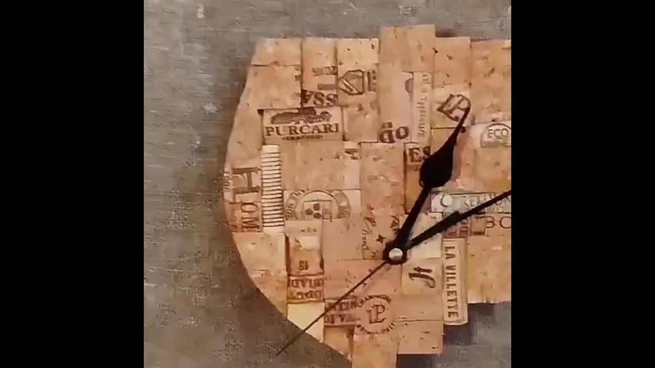 Настенные часы из пробковой мозаики ручной работы. - YouTube