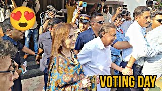 Mukesh Ambani| Nita Ambani & Son Akash Ambani| arrives to Cast their Vote