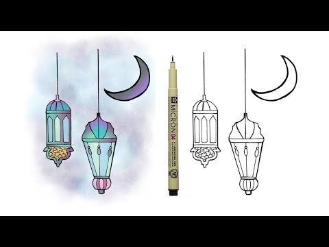 رسم هلال رمضان تعليم الرسم أفكار رسم رمضانيه خطوه بخطوه رمضان كريم Youtube
