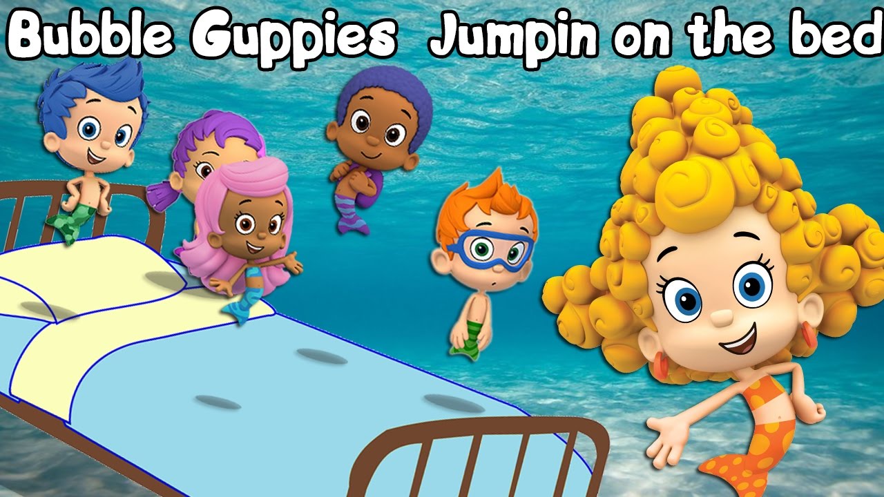 Five Little Bubble Guppies Jumping on the bed 5 Little Monkeys Jumping on t...