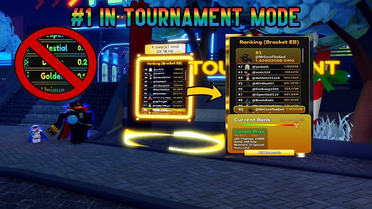Getting 1 in week 5 tournament mode no mythic traits anime