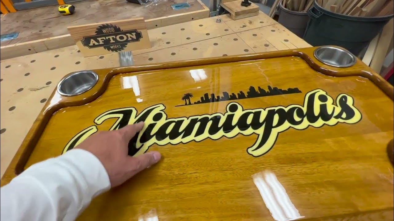 Custom Made Teak Boat Table with Epoxy Inlay YouTube