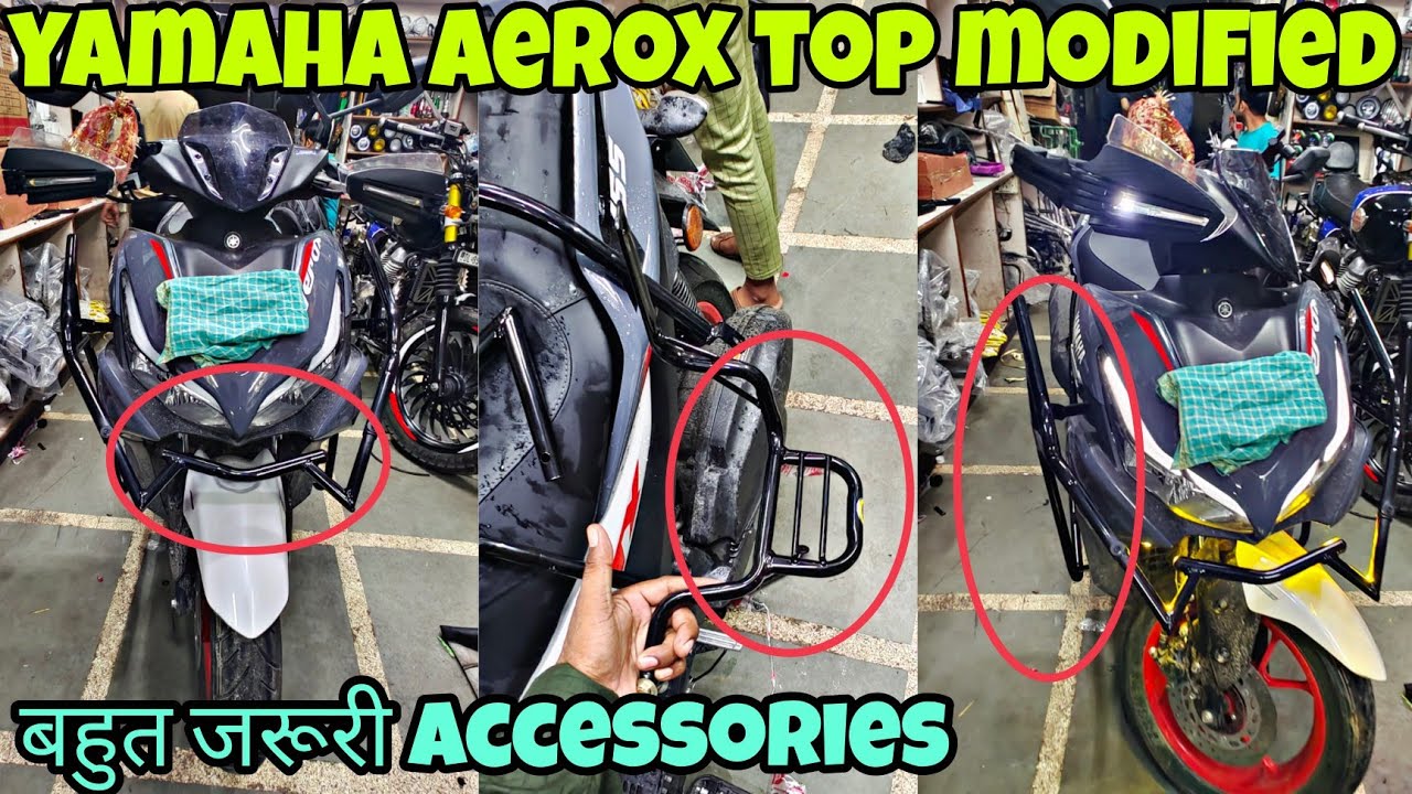 Yamaha Aerox 155 crash guard modification | aerox Fogg lights | aerox ladies footrest