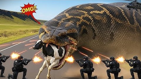 Heroic Rescue Team Saves Innocent Cow from Giant Python Terrifying Attack🐄🐍