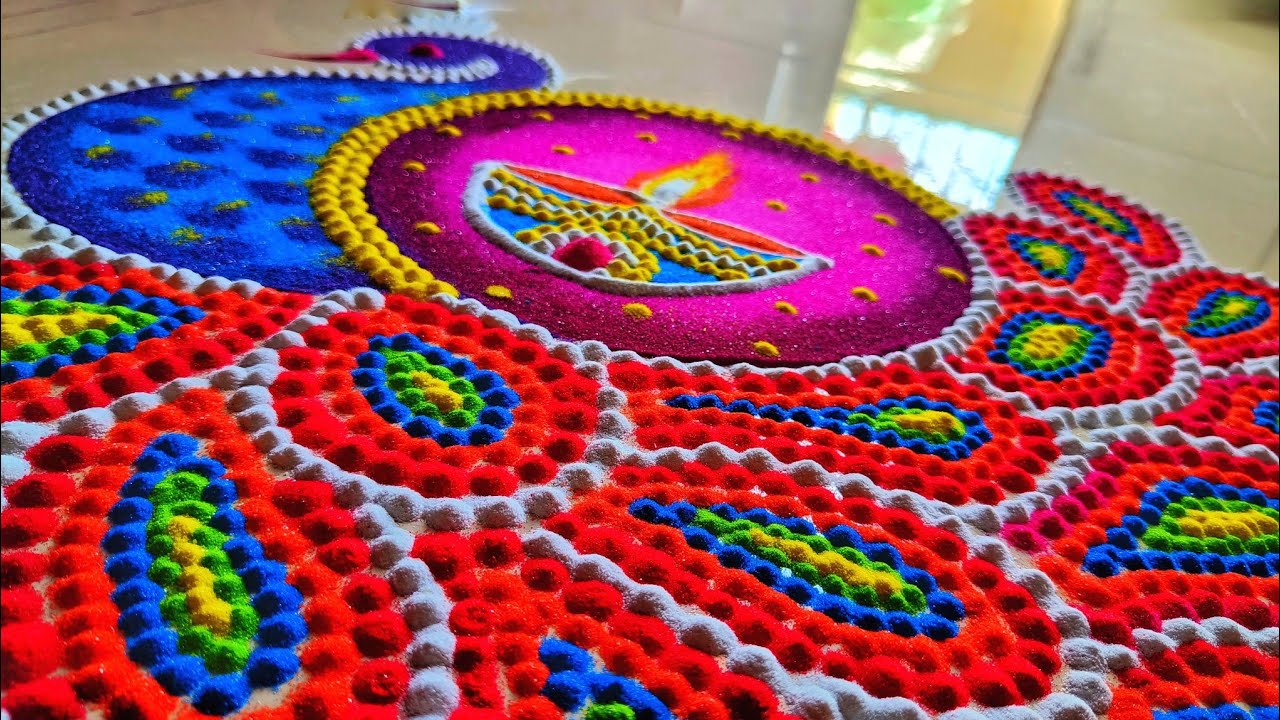 Latest Peacock Rangoli | Easy Peacock Rangoli Design | Diwali rangoli ...