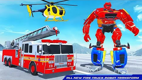 Flying Firefighter Robot Transforming Truck Robot Action Game - Android Gameplay