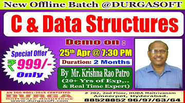 C & Data Structures Offline Training @ DURGASOFT