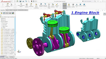 SolidWorks Two Cylinder Engine 1.Engine Block
