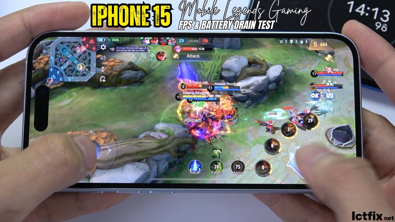iPhone 15 Mobile Legends Gaming test | Apple A16 Bionic