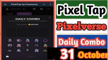 Pixel Tap Pixelverse 31 October Daily Combo💥 | Pixelverse Daily Rewards ! Pixel Tap By Pixelverse✅