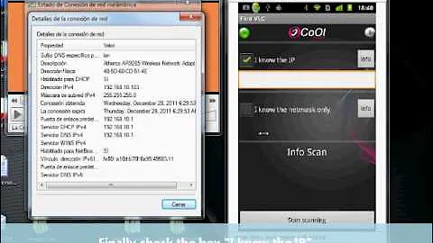 VLC Remote Settings GUI of the Android application Gestural Remote Controller for VLC