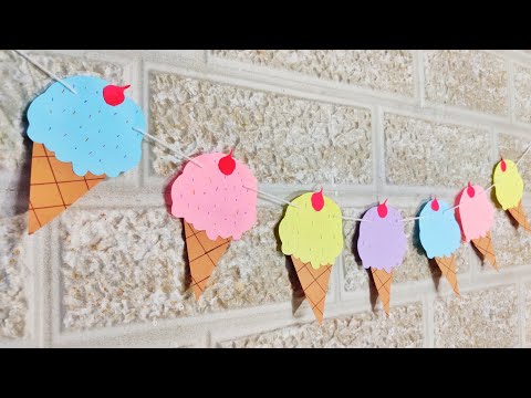 Ice Cream Cone Banner with Paper Rosettes - Crafting Cheerfully