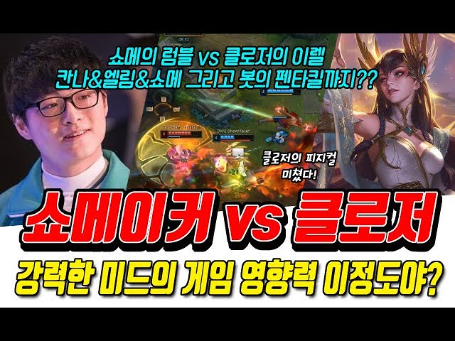 강력한 허리라인의 힘 T1 연습생 클로저의 피지컬 미쳤다! 쇼메이커, 칸나, 엘림 그리고 펜타킬까지해도 게임이 안뒤집어 진다고?!