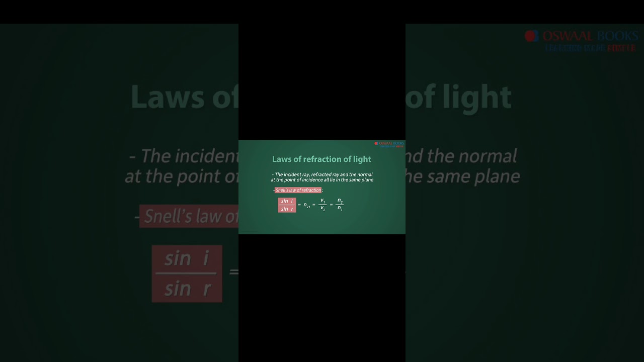 Snell's laws ( example ) class 10 cbse YouTube