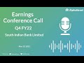 South Indian Bank Limited Q4 FY22 Earnings Concall