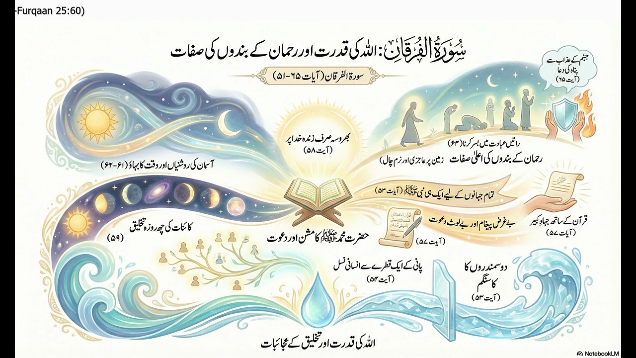 025 Surah Al Furqan 51 through 65 recitation with Urdu meaning Part 3