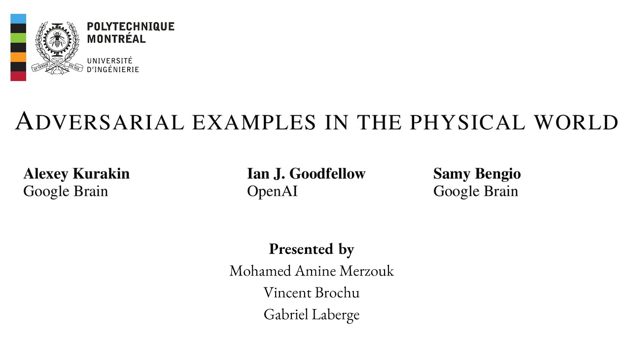 Adversarial Examples In The Physical World Youtube
