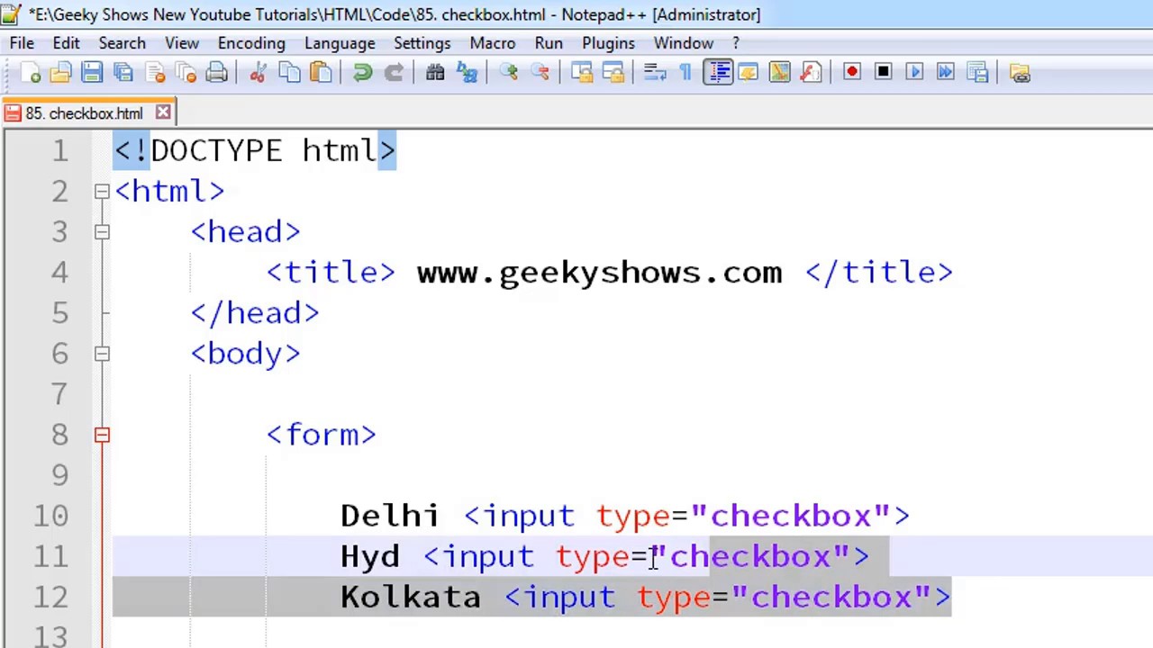 119. Checkbox in HTML (Hindi) - YouTube