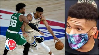 Giannis Antetokounmpo talks overturned charge vs Marcus Smart | NBA on ESPN