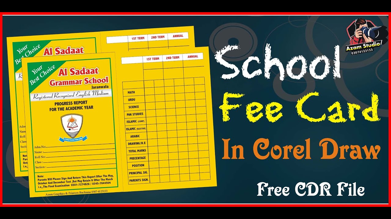 School Fee Card Design In Corel Draw YouTube