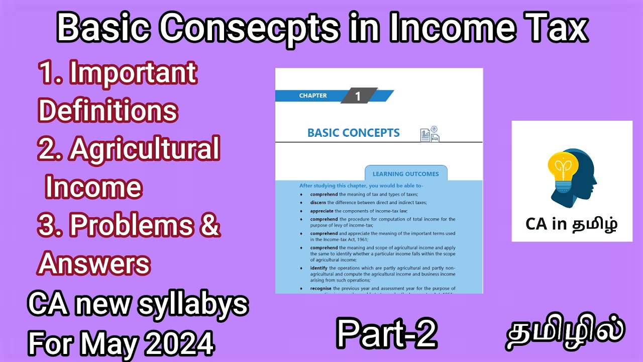 Basic concepts in chapter 2 in ca inter Income Tax new syllabys in ...