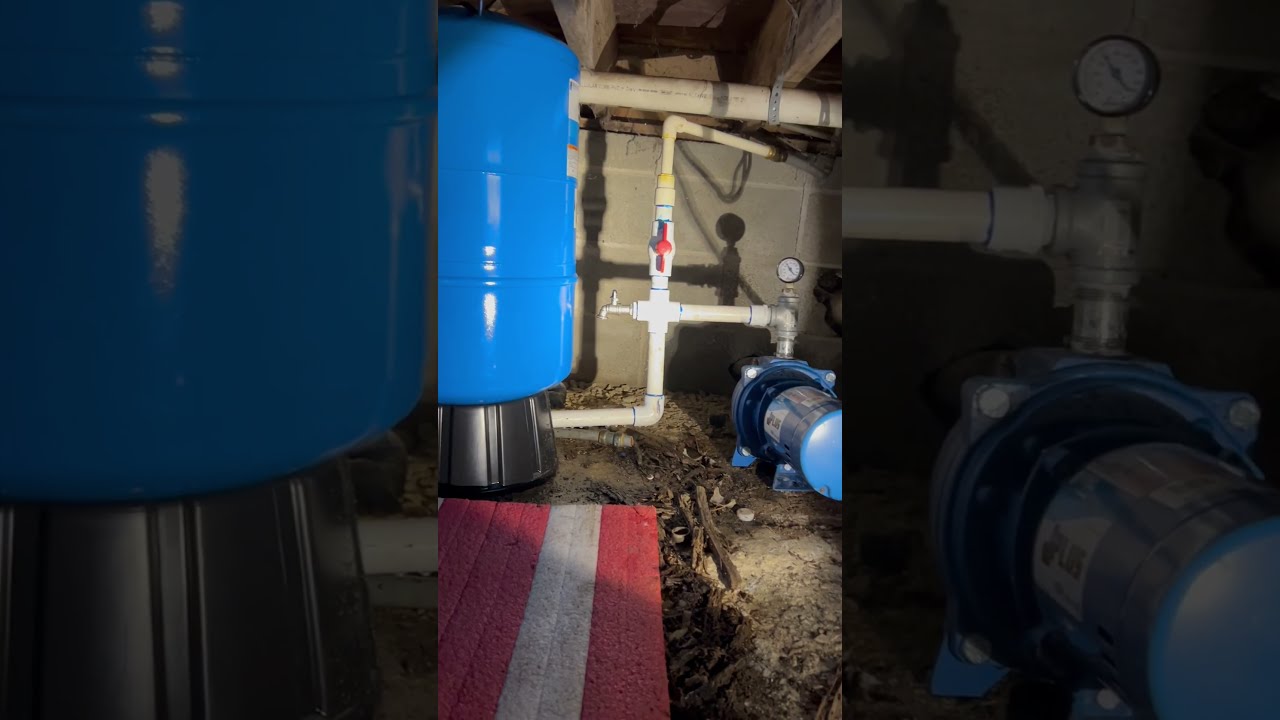 Jet Pump And Tank Installed In Crawl Space Plumbing Well Water Work
