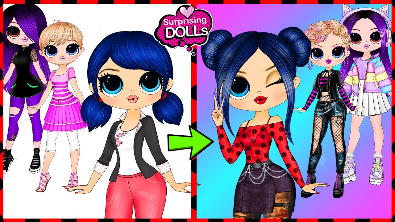 Miraculous Ladybug Bad Girl vs Good Girl Challenge   DIY Paper Dolls  Crafts