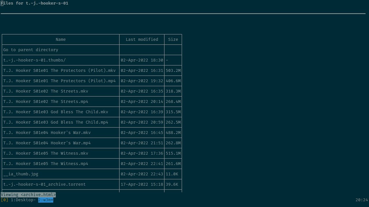 w3m cgi scripts for bbc iplayer and archive.org to clean up the pages ...