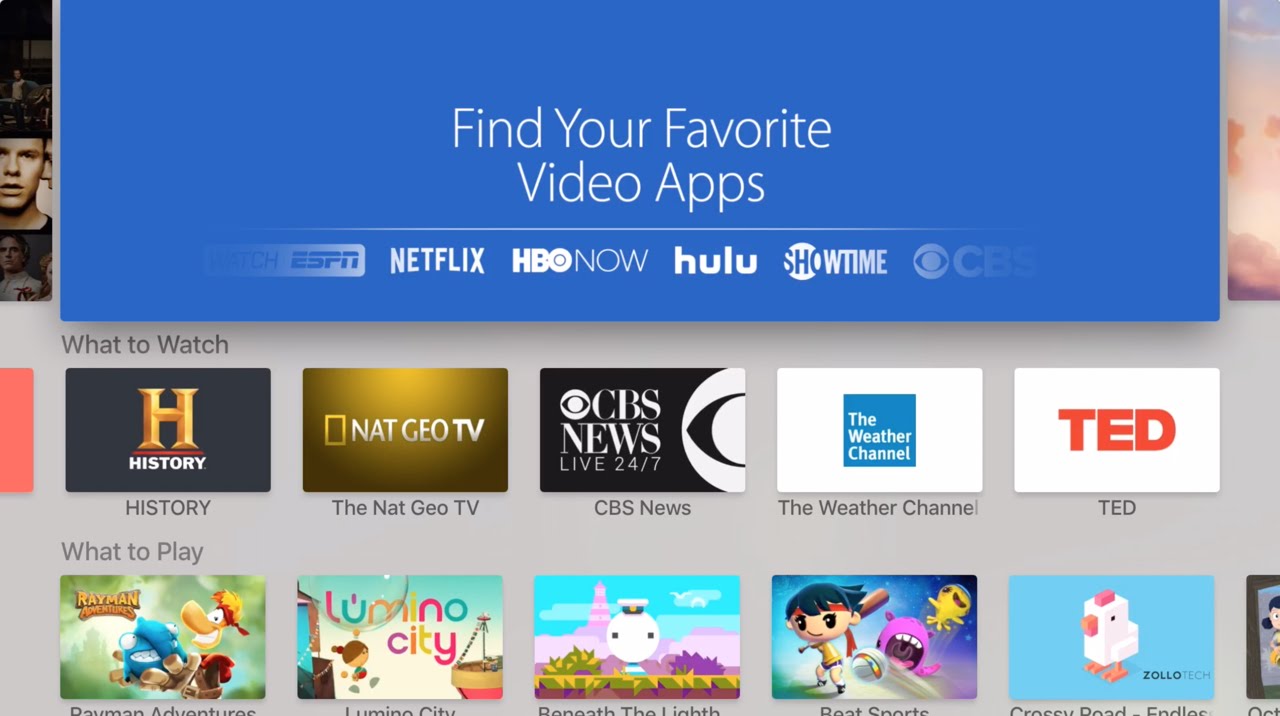 Apple TV (2015) App Store YouTube