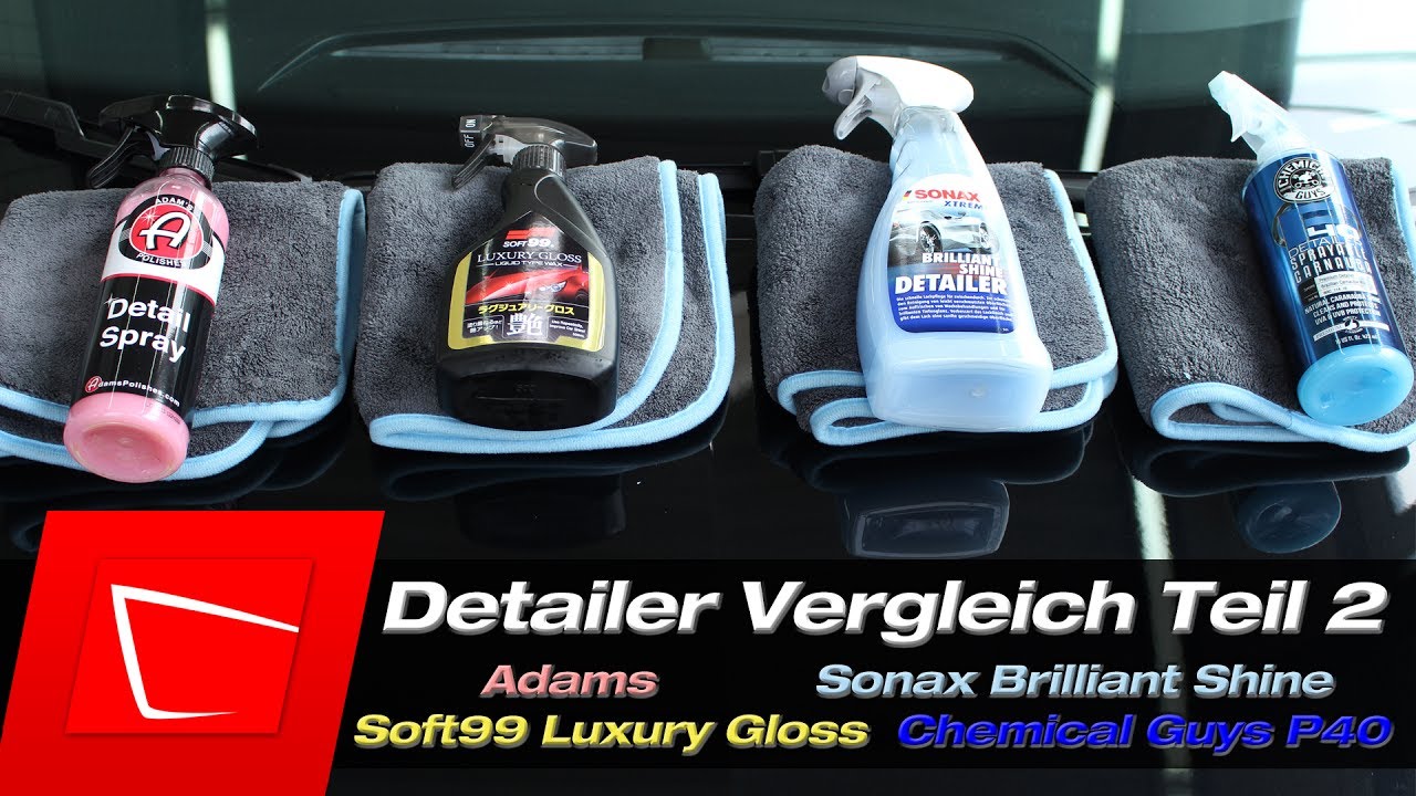 Chemical Guys P40, Sonax Brilliant Shine Detailer, Soft99 Luxury Gloss